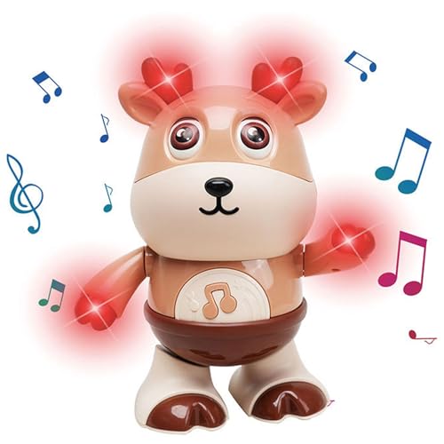 Yililay Tanzt Babyspielzeug, Tanzspielzeug für Kleinkinder 1-3 Musical Interactancing Toy Deer mit LED-Leuchten, Elektromaner-Tanz-Babyspielzeug für Kinder Geburtstagsgeschenke von Yililay