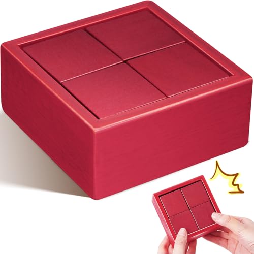 Yilloog Impossible Schwalbenschwanz-Puzzle-Box, 3D-Gehirn-Tease-Spielzeug, geschickt platzieren, vier Teile, rote Überraschung, Holz-Zauberbox, Geschenk, geheime Box, Entfernung, Zusammenbau, von Yilloog