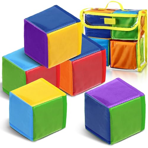 Yilloog Pocket Dice Set 4 Pcs Pocket Dice and Plastic Storage Bag 3.94 Inch Pocket Cube Dice Large DIY Dice Pockets Education Playing Game Dice Pocket Cubes for Teaching von Yilloog