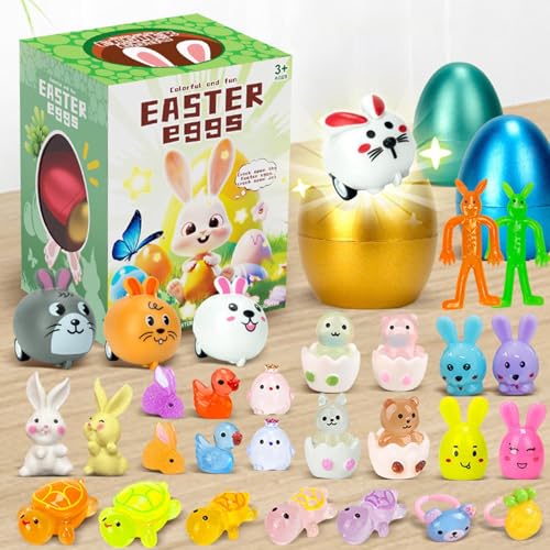 Yiohejy 20 Stück Vorgefüllte Ostereier, Gefüllte Eier Ostereiersuche, Lustige Eier Spielzeuge, Ostern Geschenke Für Kinder, Osterkörbchen Füller, Ostereier Füllung Spielzeug von Yiohejy