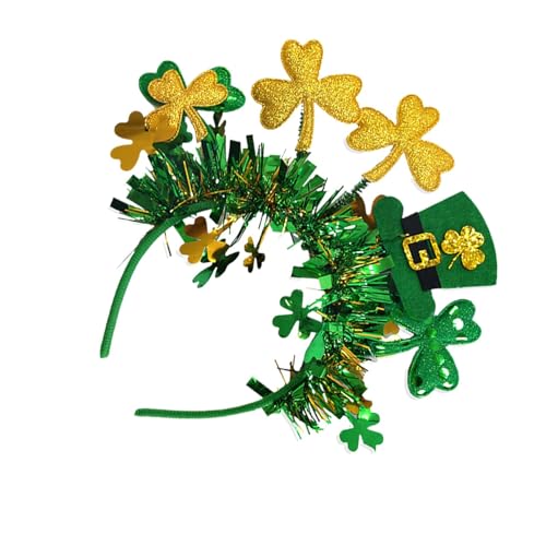 Yiohejy Kleeblatt-Stirnband, Kleeblatt-Stirnband-Boppers - Grüne Kleeblatt-Stirnbänder zum St. Patrick's Day | Irisches Karnevalskostüm-Zubehör mit Melone für Damen und Mädchen von Yiohejy