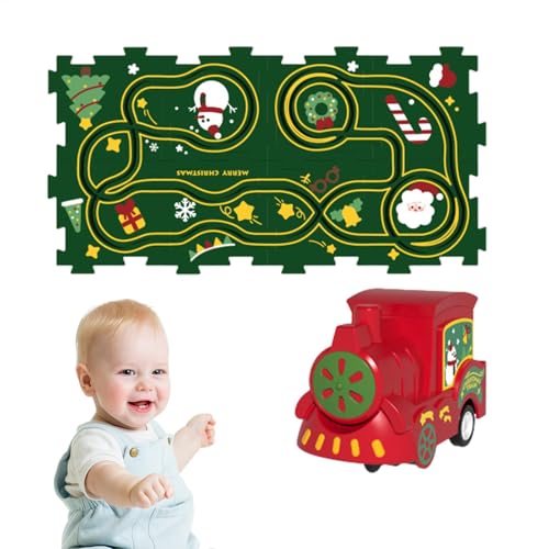 Yiohejy Puzzlematte „Eisenbahnzug“ zusammenbauen, Kinderpuzzle-Eisenbahnwagen-Spielset, Elektro-Gleiswagen-Set, Gleis-Spielset zusammenbauen, Straßenbau-Schienenwagen, pädagogisches Bauspielzeug für von Yiohejy