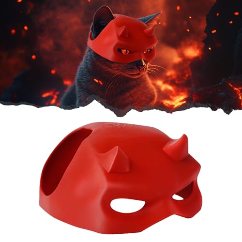 Yipintang Teufel Rote Katze Maske: Fledermaus inspirierte Halloween-Cosplay-Hut, lustiges und entzückendes Kostümzubehör für Katzen (Medium) von Yipintang