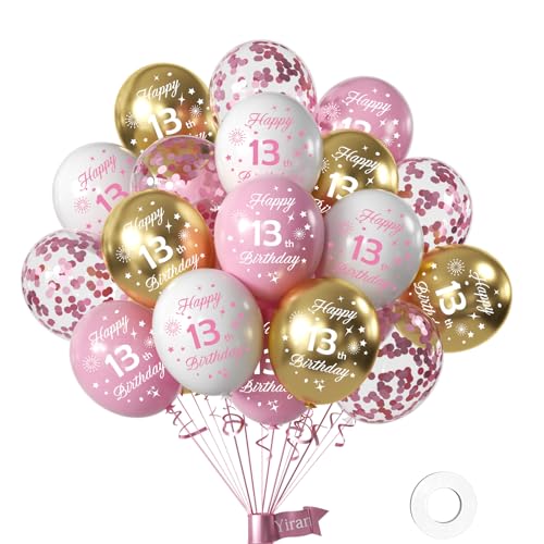 Yiran Luftballons 13 Jahre Geburtstag Deko, 16 Stück Geburtstag Deko 13 Jahre Mädchen, Happy Birthday Deko Luftballon Weiß Rose Gold, Deko 13 Geburtstag Konfetti Luftballons, Birthday Party Deko Yiran Luftballons 13 Jahre Geburtstag Deko, 16 Stück Geburtstag Deko 13 Jahre Mädchen, Happy Birthday Deko Luftballon Weiß Rose Gold, Deko 13 Geburtstag Konfetti Luftballons, Birthday Party Deko von Yiran