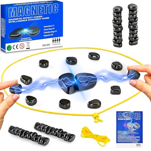 Magnetisches Schachspiel, Magnetisches Schachspiel mit Steinen, Magnetisches Schachspiel mit Steinen, Magnetspiel mit Schnur, Magnetschachspiel, Puzzle-Strategiespiele, Reisespiele, Brettspiele von Yisakilu