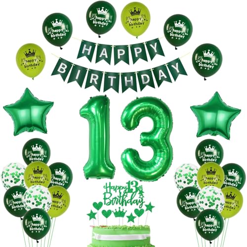 13. Geburtstag Deko Grün, luftsballon 13. Geburtstag Mädchen Junge Dekoration,Geburtstagsdeko 13 Jahre Mädchen ballon,Tortendeko 13. Junge Set 13. Geburtstag Deko Grün, luftsballon 13. Geburtstag Mädchen Junge Dekoration,Geburtstagsdeko 13 Jahre Mädchen ballon,Tortendeko 13. Junge Set von Yishamei