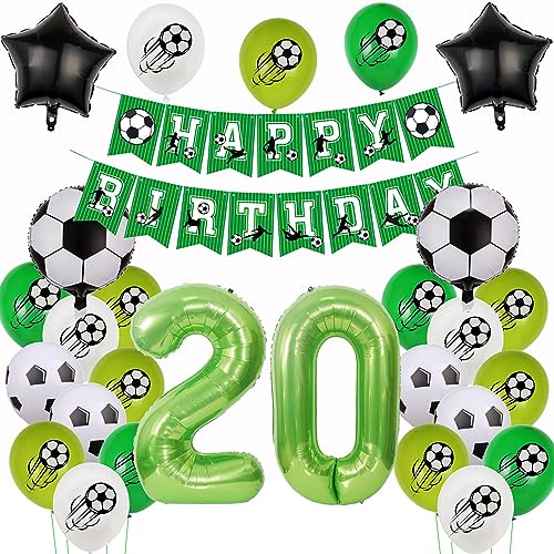 20. Fußball Geburtstag Deko,Fussball Luftballon 20. Geburtstag, Fußball 20 Geburtstag Deko Grün,20 Jahr Luftballons Fußball Deko, Fussball Helium Ballon 20 Geburtstag Junge,Ballon 20. Geburtstag von Yishamei