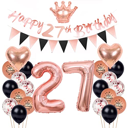 27 Geburtstag Deko Frau, Deko 27. Geburtstag Rosegold Schwarz, Luftballon 27. Rosegold 27. Schwarz Deko Set Geburtstagsdeko 27 Jahr Ballon 27. Party 27 Geburtstag Deko Frau, Deko 27. Geburtstag Rosegold Schwarz, Luftballon 27. Rosegold 27. Schwarz Deko Set Geburtstagsdeko 27 Jahr Ballon 27. Party von Yishamei