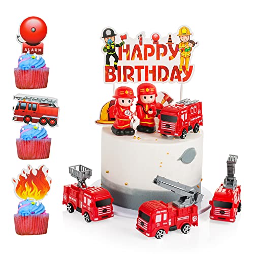 31 Stück Feuerwehrmann Tortendeko Feuerwehrauto Kuchendekoration Feuerwehrmann Kuchen Deko Feuerwehrauto Kuchen Topper Fireman Cake Toppers Kuchendeko Feuerwehrmann Geburtstagsparty von Yishamei