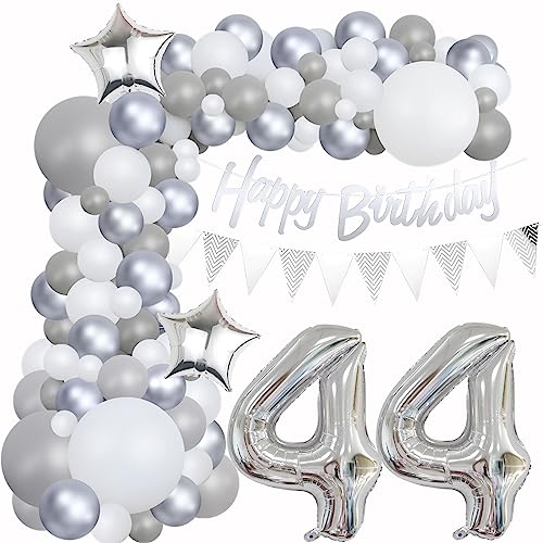 44 Geburtstag Dekoration Grau Ballon Girlande Silber Weiß Deko 44. Geburtstag Frauen 44. Luftballons Girlande Grau Silber 44 Geburtstag Deko Mann Grau Weiß 44 Jahre Geburtstag Luftballons von Yishamei