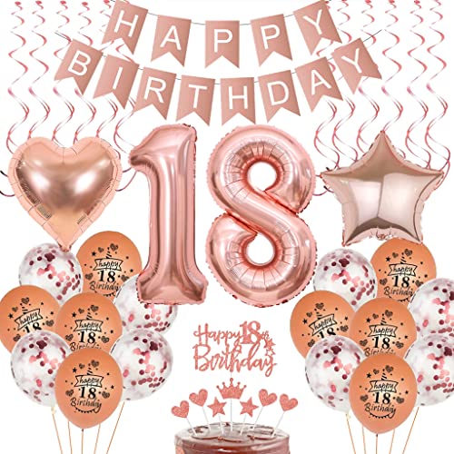 Deko 18. Geburtstag Mädchen, Luftballon 18 Geburtstag Dekoration Rosegold, Tortendeko 18 Geburtstag Mädchen, 18. Geburtstag Mädchen Rosegold, 18 Jahre Geburtstag deko,18. Kuchenaufstecker Deko 18. Geburtstag Mädchen, Luftballon 18 Geburtstag Dekoration Rosegold, Tortendeko 18 Geburtstag Mädchen, 18. Geburtstag Mädchen Rosegold, 18 Jahre Geburtstag deko,18. Kuchenaufstecker von Yishamei