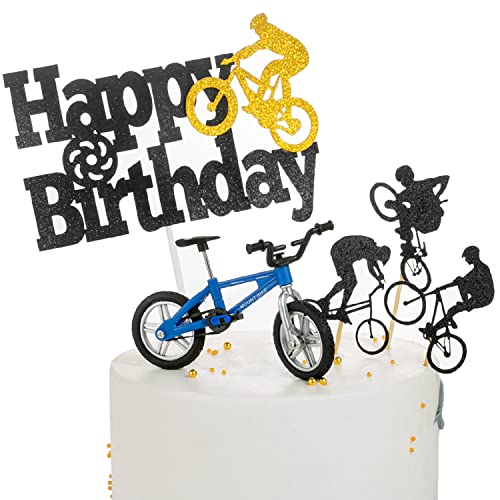 Fahrrad Tortendeko, Fahrrad Cupcake Topper, Fahrrad Kuchen Topper Glitter, Fahrrad Kuchen Dekoration, Fahrrad Tortenstecker Sport Kuchen Dekoration für Fahrrad Thema Party Fahrrad Kuchendeckel von Yishamei