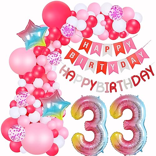 Frau 33 Geburtstag Dekoration Deko 33. Geburtstag Ballon Girlande Rosa 33 Geburtstag Frau Luftballons Girlande Rosa 33. Geburtstag Frau Rosa Deko Rosa Ballons 33 Geburtstag Party Frau von Yishamei