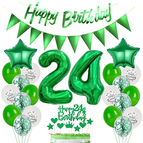 Grün 24. Geburtstag Dekoration, Luftballon 24. Geburtstag Deko, Tortendeko 24 Jahre Junge, Deko 24. Junge Mädchen, Grün 24. Ballons Grün 24. Geburtstag Dekoration, Luftballon 24. Geburtstag Deko, Tortendeko 24 Jahre Junge, Deko 24. Junge Mädchen, Grün 24. Ballons von Yishamei