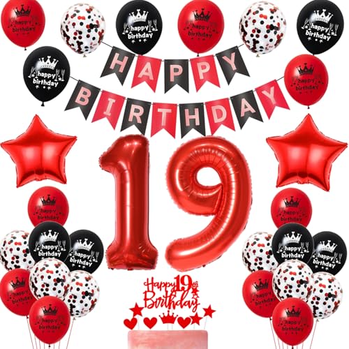 Luftballon 19. Geburtstag Mädchen Dekoration,Schwarz Rot Tortendeko Geburtstag 19 Jahre Mädchen,Party Deko 19 Mädchen,Tortendeko 19. Mädchen,Geburtstagsdeko 19 Jahre Mädchen Luftballon 19. Geburtstag Mädchen Dekoration,Schwarz Rot Tortendeko Geburtstag 19 Jahre Mädchen,Party Deko 19 Mädchen,Tortendeko 19. Mädchen,Geburtstagsdeko 19 Jahre Mädchen von Yishamei