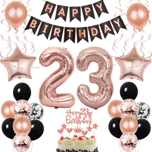Luftballon 23. Geburtstag Dekoration Rose Gold Schwarz Geburtstagsdeko 23 Jahre Tortendeko Geburtstag 23 Frau,Happy Birthday 23 Frauen Luftballon 23. Geburtstag Dekoration Rose Gold Schwarz Geburtstagsdeko 23 Jahre Tortendeko Geburtstag 23 Frau,Happy Birthday 23 Frauen von Yishamei