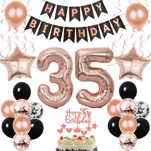 Luftballon 35. Geburtstag Dekoration Rose Gold Schwarz Geburtstagsdeko 35 Jahre Tortendeko Geburtstag 35 Frau,Happy Birthday 35 Frauen Luftballon 35. Geburtstag Dekoration Rose Gold Schwarz Geburtstagsdeko 35 Jahre Tortendeko Geburtstag 35 Frau,Happy Birthday 35 Frauen von Yishamei