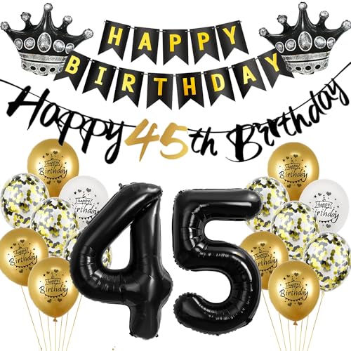 Luftballon 45.Geburtstag deko Mann Frau gold Schwarz Folienballon 45 jahre Geburtstag Mann dekoration Schwarz Happy 45th Birthday Girlande Geburtstagsdeko 45 deko geburtstag 45 jahre Mann Frauen Luftballon 45.Geburtstag deko Mann Frau gold Schwarz Folienballon 45 jahre Geburtstag Mann dekoration Schwarz Happy 45th Birthday Girlande Geburtstagsdeko 45 deko geburtstag 45 jahre Mann Frauen von Yishamei