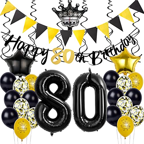 Luftballon 80 Geburtstag Dekoration Schwarz Gold Geburtstag 80 Jahre Mann,ballon 80 Geburtstag Männer Frauen, Geburtstagsdeko 80 Jahre Mann deko 80. Geburtstag Mann deko geburtstag 80 jahre Frau von Yishamei