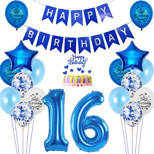 Luftballons 16. Geburtstag deko Junge blau,Folienballon 16 jahre Geburtstag dekoration Junge blau set,happy Birthday 16th Geburtstagsdeko 16 jahre Junge deko Ballon 16 Geburtstag Jungen Deko Luftballons 16. Geburtstag deko Junge blau,Folienballon 16 jahre Geburtstag dekoration Junge blau set,happy Birthday 16th Geburtstagsdeko 16 jahre Junge deko Ballon 16 Geburtstag Jungen Deko von Yishamei