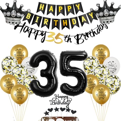 Luftballons 35 Geburtstag Mann Frau deko Schwarz/gold set,Geburtstagsdeko 35 jahre Geburtstag Mann Frauen deko,Kuchendeko 35 Geburtstag dekoration Mann Frau Happy 35th Birthday Girlande deko Luftballons 35 Geburtstag Mann Frau deko Schwarz/gold set,Geburtstagsdeko 35 jahre Geburtstag Mann Frauen deko,Kuchendeko 35 Geburtstag dekoration Mann Frau Happy 35th Birthday Girlande deko von Yishamei