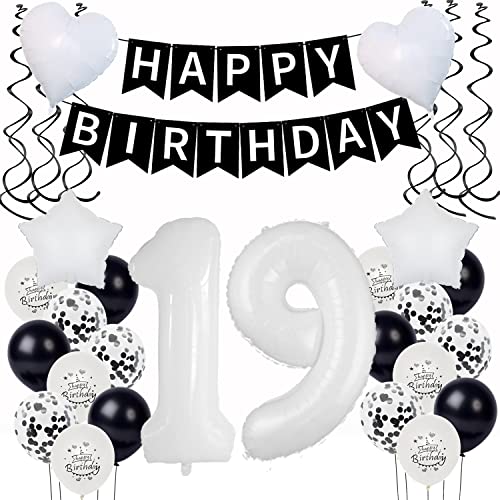 Luftsballon 19. Geburtstag Deko Schwarz Weiß Geburtstagsdeko 19 Jahre Mädchen Junge dekoration 19 Geburtstag Mädchen ballon 19. Geburtstag Party Deko 19 Geburtstag Luftsballon girlande 19 Mädchen von Yishamei