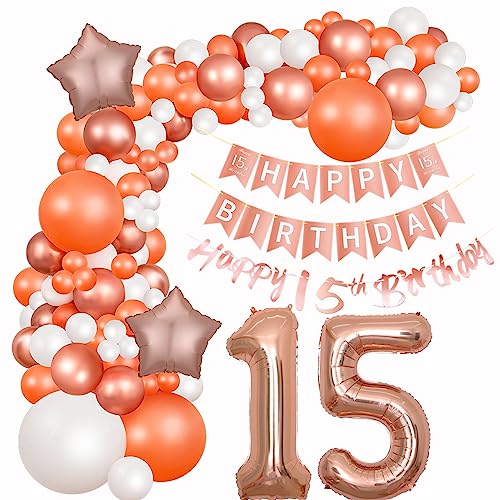 Mädchen 15 Geburtstag Dekoration Deko 15. Geburtstag Ballon Girlande Rosegold 15 Geburtstag Mädchen Luftballons Girlande Rosegold 15. Geburtstag Mädchen Rosegold Ballons 15 Geburtstag Party Mädchen von Yishamei