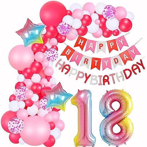 Mädchen 18 Geburtstag Dekoration Deko 18. Geburtstag Ballon Girlande Rosa 18 Geburtstag Mädchen Luftballons Girlande Rosa 18. Geburtstag Mädchen Rosa Deko Rosa Ballons 18 Geburtstag Party Mädchen von Yishamei