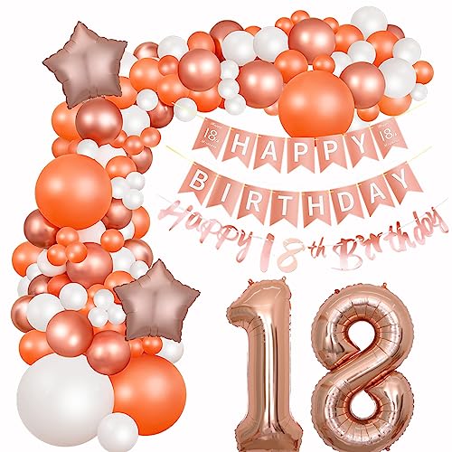 Mädchen 18 Geburtstag Dekoration Deko 18. Geburtstag Ballon Girlande Rosegold 18 Geburtstag Mädchen Luftballons Girlande Rosegold 18. Geburtstag Mädchen Rosegold Ballons 18 Geburtstag Party Mädchen von Yishamei