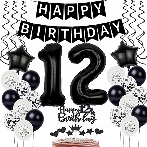 Schwarz Weiß Luftballons 12. Geburtstag Dekoration,Geburtstagsdeko 12 Jahre Junge Mädchen Tortendeko 12 Geburtstag junge Ballons 12. Junge Happy Birthday 12 Jahre Junge deko Schwarz Weiß Luftballons 12. Geburtstag Dekoration,Geburtstagsdeko 12 Jahre Junge Mädchen Tortendeko 12 Geburtstag junge Ballons 12. Junge Happy Birthday 12 Jahre Junge deko von Yishamei