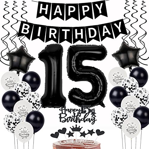 Schwarz Weiß Luftballons 15. Geburtstag Dekoration,Geburtstagsdeko 15 Jahre Junge Mädchen Tortendeko 15 Geburtstag junge Ballons 15. Junge Happy Birthday 15 Jahre Junge deko Schwarz Weiß Luftballons 15. Geburtstag Dekoration,Geburtstagsdeko 15 Jahre Junge Mädchen Tortendeko 15 Geburtstag junge Ballons 15. Junge Happy Birthday 15 Jahre Junge deko von Yishamei