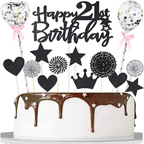 Tortendeko 21 Schwarz 21 Jahre Mann Frau Tortendeko Kuchendeko 21. Geburtstag Schwarz Happy 21th Birthday Tortendeko 21 Kuchenaufsatz 21. Kuchen Topper für 21. Geburtstag Party Kuchen Deko von Yishamei