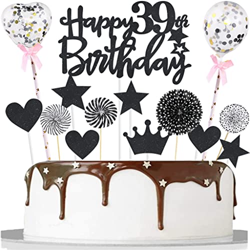 Tortendeko 39 Schwarz 39 Jahre Mann Frau Tortendeko Kuchendeko 39. Geburtstag Schwarz Happy 39th Birthday Tortendeko 39 Kuchenaufsatz 39. Kuchen Topper für 39. Geburtstag Party Kuchen Deko von Yishamei