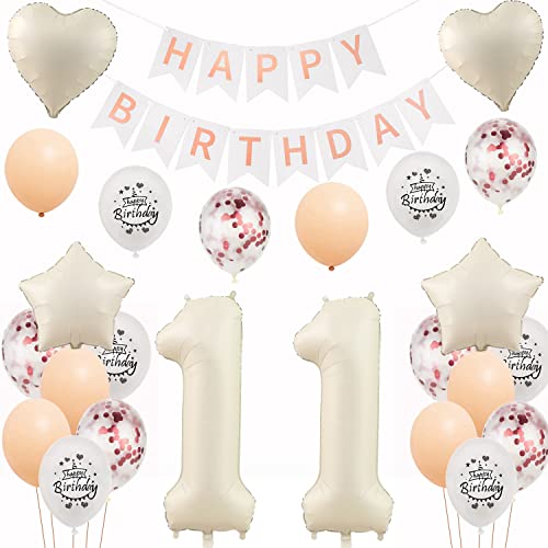 Weiß Luftballons 11. Geburtstag Mädchen Deko Set - Folienballon und Ballon Dekoration für 11 Jahre Geburtstagdeko Weiß Luftballons 11. Geburtstag Mädchen Deko Set - Folienballon und Ballon Dekoration für 11 Jahre Geburtstagdeko von Yishamei
