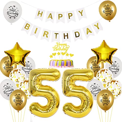 Yishamei Luftballon 55. Geburtstag Deko Mann & Frau Gold-Weiß 55 Jahre Happy Birthday Dekoration 21 Stück Yishamei Luftballon 55. Geburtstag Deko Mann & Frau Gold-Weiß 55 Jahre Happy Birthday Dekoration 21 Stück von Yishamei