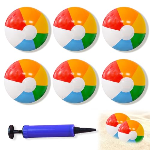 8 Stück Aufblasbare Wasserbälle, Beachball in Regenbogenfarben, Strandball für Schwimmbad Party, Badespielzeug Beach Balls Kinder Bälle Spielzeug, für Den Sommer Im Freien Pool Party (Farbig) von Yisscen