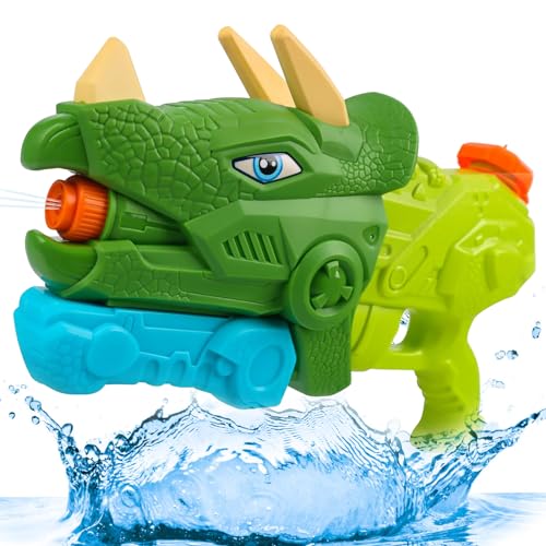 Wasserpistole Kinder,660ML Dinosaurier Wasserspritzpistole, Dinosaurier Design Wasserpistole Blaster Spielzeug, 8-10 Meter Water Blaster Soaker Spielzeug,für Garten Sommer Schwimmbad Strand Party (B) von Yisscen