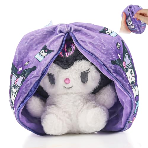 Yisscen Kuromi Plüschtiere, 25CM Kuro-mi Verstecken Kuscheltier, Cartoon Plüschfigur Stofftiere Plüschpuppen, Sanrio Puppe Spielzeug, für Mädchen Kindergeburtstag Geschenk, Weihnachten Plush Toy von Yisscen