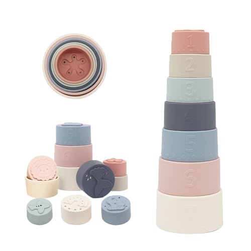Yistoi Stapelturm Baby, Montessori Lernspielzeug Stapelbecher Motorikspielzeug, Stapelbecher Baby, Sensorik Stapelturm Lernspielzeug Mit Zahlen und Farbe, für Jungen und Mädchen Ab 6 Monate Alt Yistoi Stapelturm Baby, Montessori Lernspielzeug Stapelbecher Motorikspielzeug, Stapelbecher Baby, Sensorik Stapelturm Lernspielzeug Mit Zahlen und Farbe, für Jungen und Mädchen Ab 6 Monate Alt von Yistoi