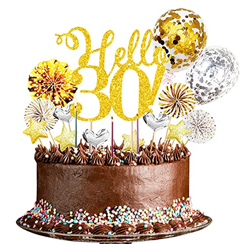 Yitla 24 Stücke 30 Tortendeko Geburtstag Frauen,30 Deko Geburtstag Happy Birthday Tortendeko 30 Geburtstag Männer Kuchen Deko Cake Toppe (Gold Silber) von Yitla