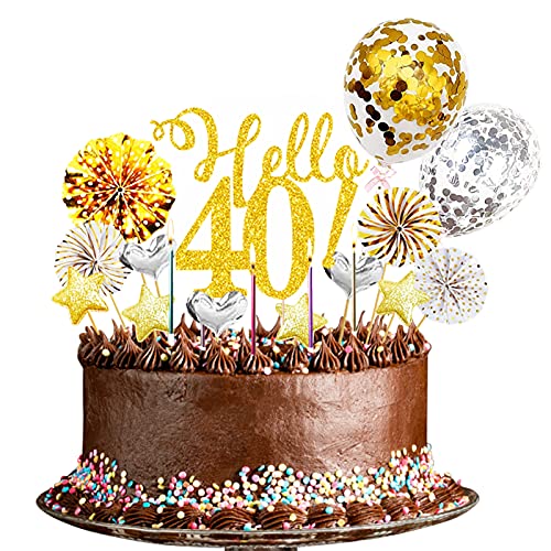 Yitla 24 Stücke 40 Tortendeko Geburtstag Männer,40 Happy Birthday Tortendeko Kuchen Deko 40 Geburtstag Cake Topper Tortendeko Geburtstag Mädchen(Gold Silber) von Yitla