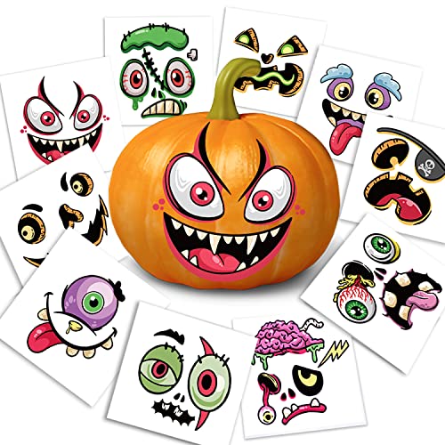 Yitla Halloween Dekoration Kürbis Ausdruck Aufkleber 10 Stück Halloween Aufkleber für Kinder Selbstklebende Halloween Kürbis Dekor Aufkleber für Kinder Halloween Party Spielaktivität von Yitla