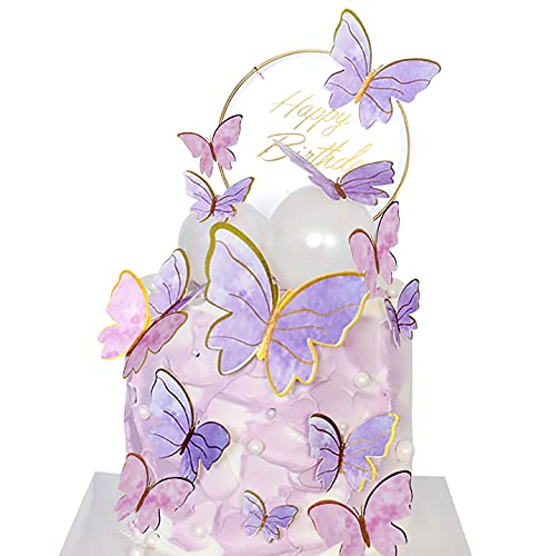 Yitla Happy Birthday Tortendeko-Fee Schmetterling Cake Topper Set Tortendeko Geburtstag Mädchen Kuchen Deko Cake Topper Happy Birthday (B) von Yitla