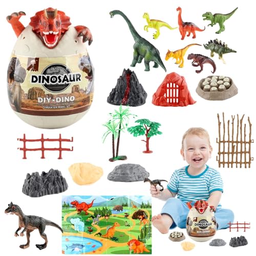 Yiurse Dinosaurier-Spielzeug,Spielzeug-Dinosaurier | Spielzeugset Dinosaurier-Tierfiguren | Lustiges Spielzeug-Dinosaurier-Ei-Spielzeugset, realistisches Lern- und Lernspielzeug für Kinder, Jungen und von Yiurse