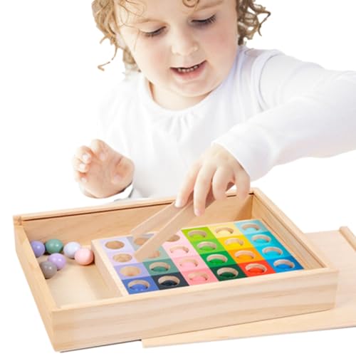 Yiurse Farbsortierspielzeug, Sortierspielzeug für Kleinkinder, Montessori-Matching-Spiele aus Massivholz, Regenbogen-Farbanpassungsspielzeug, Perlenspiel, Feinmotorikspielzeug für Kinder im von Yiurse