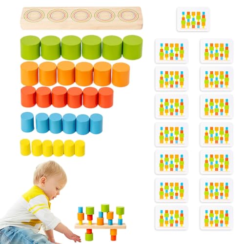 Yiurse Holzstapelblöcke, Stapelspielset - Balancierendes Spiel zum Stapeln von Holzklötzen - Pädagogische Vorschul-Lernaktivitäten, multifunktionales -Lernspielzeug für Jungen, Mädchen, Kinder von Yiurse