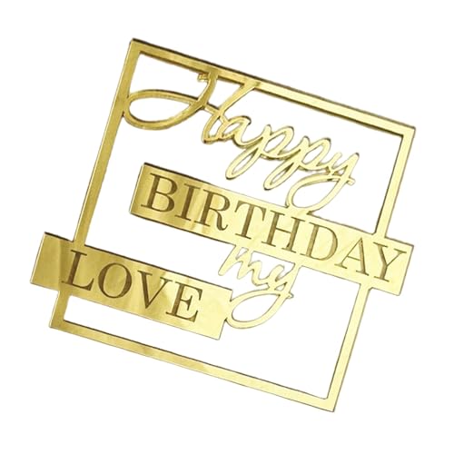 Yiurse Kuchendekoration "Happy Birthday", einzigartiger Kucheneinsatz | My Love Birthday Party Kuchendekoration für Liebhaber, Geburtstag, Kuchendekoration, Party-Kuchendekoration von Yiurse