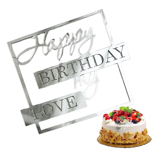 Yiurse Tortenaufsatz "Happy Birthday" | My Love Birthday Party Kuchendekoration Zubehör – Acryl-Liebhaber Topper Happy Birthday Eleganz für Party Jahrestag Supplies von Yiurse