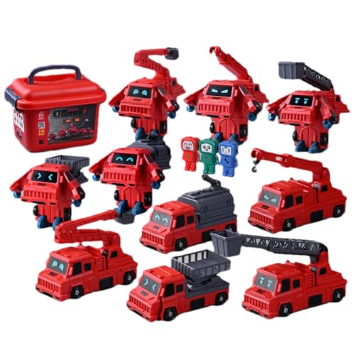 Yiurse Zusammengebautes Spielzeug für magnetische Transformationsautos, transformierendes Roboterautospielzeug, Magnetisches Roboter-Feuerwehrauto-Spielzeug, Magnetische von Yiurse