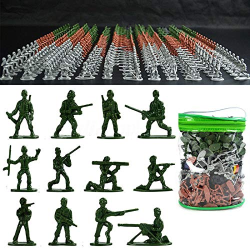 300 Stück Mini-Militärfiguren, 12 Posen Kunststoff-Spielzeugsoldaten mit Zuhause 3 Flaggen Modelle Alter Soldat Modell Spielzeug Kinder Militärkriegsspiele Actionfiguren Geschenk für Kinder von Yius